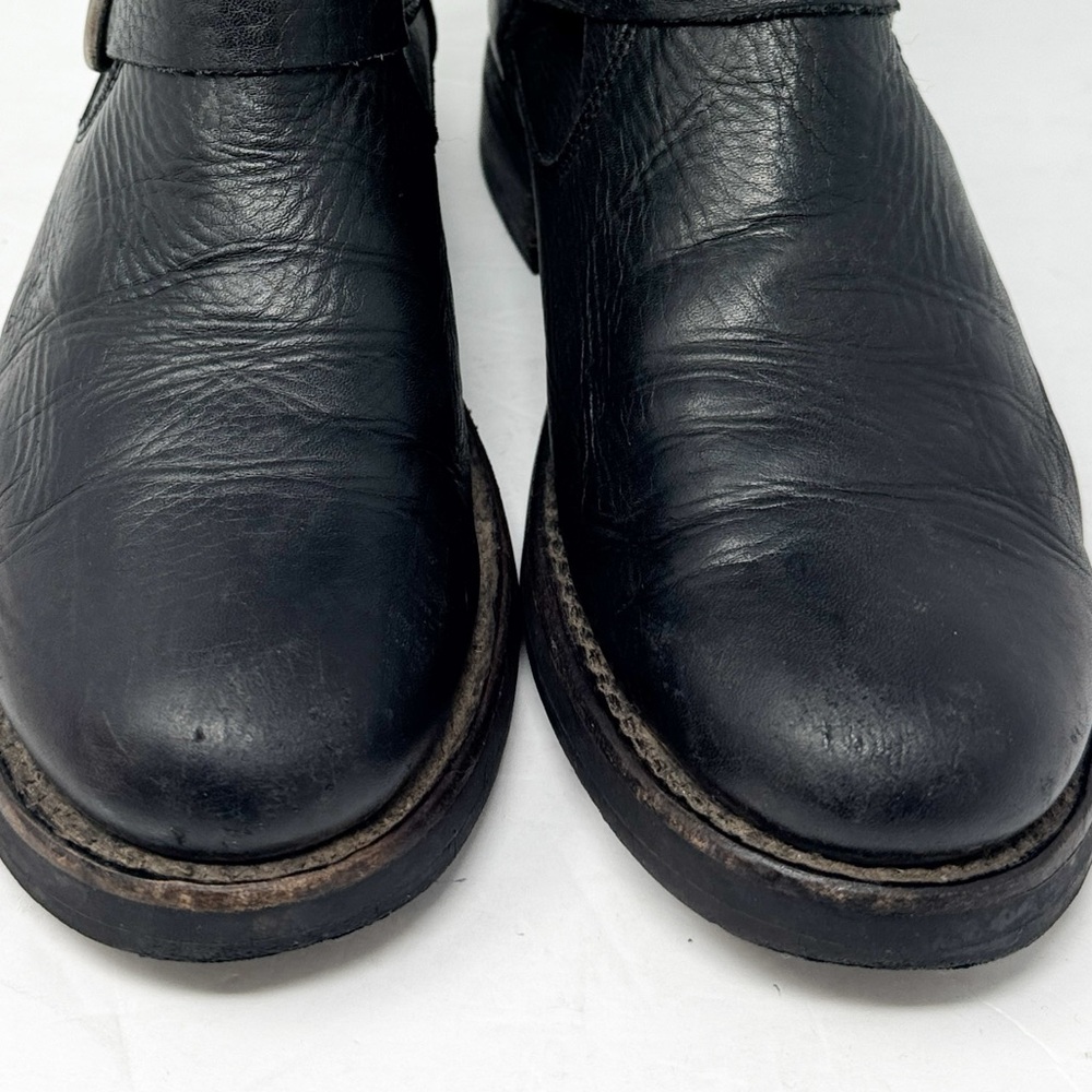 Frye Veronica Flex Leather Moto Combat Ankle Bootie Black Size 8 - Picture 5 of 12